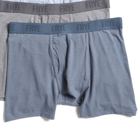 FRYE S Blue Gray Fly Front Bamboo Blend Boxer Briefs Pack of 4 - Picture 4 of 6